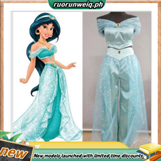 Aladdin Genie Jasmine Princess Cosplay Women Girl Fancy Dress