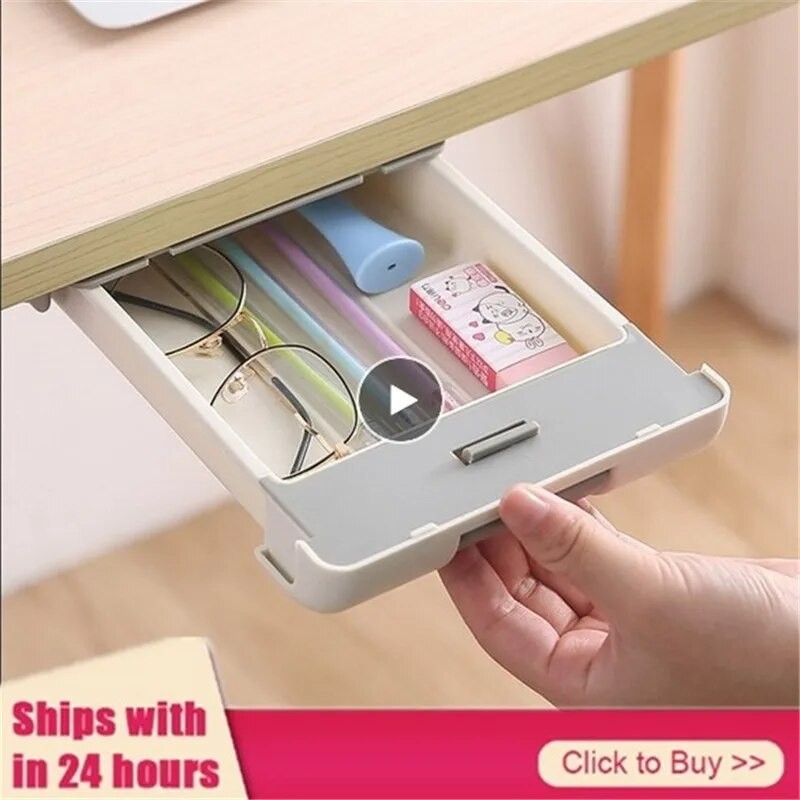 Hidden Storage Box Big Size Organizer Box Seal Case Table Under Desk ...