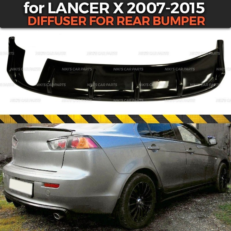 ☝Diffuser For Mitsubishi Lancer X 2007-2015 Of Rear Bumper ABS Plastic ...