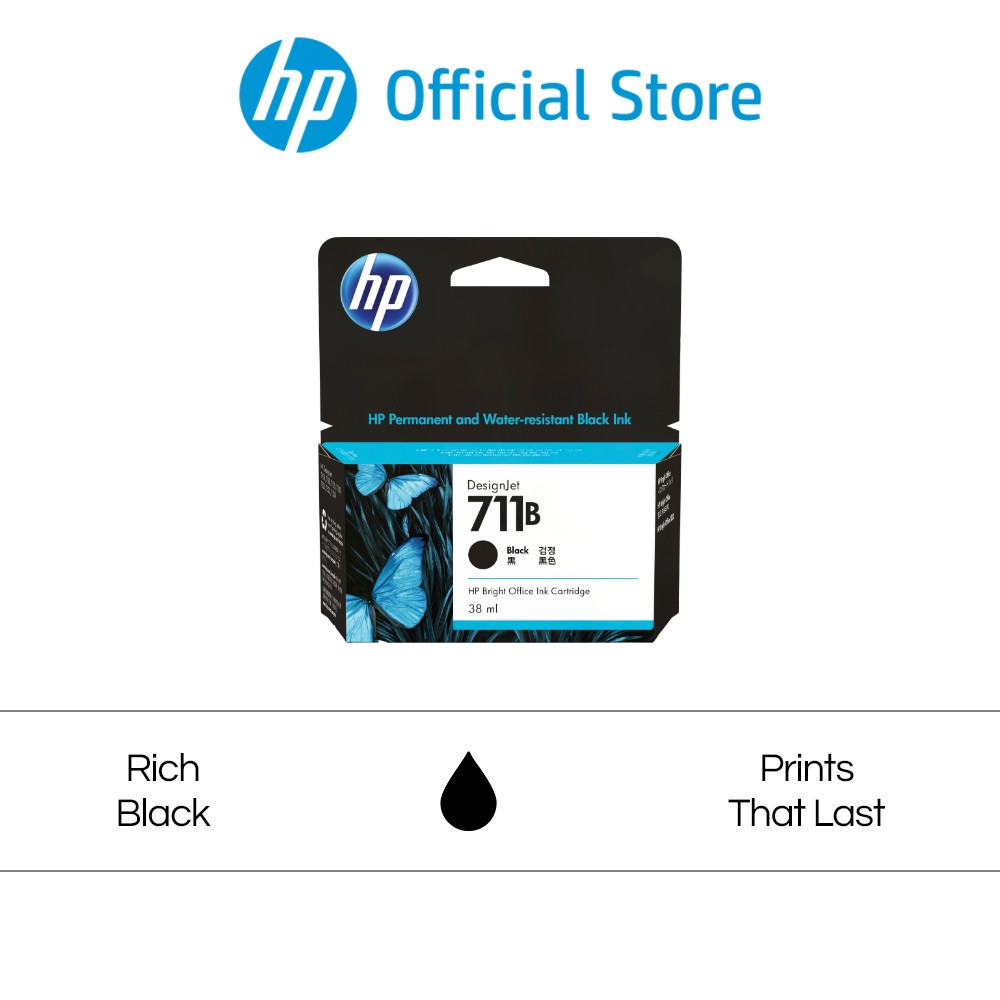 HP 711B Black Ink Cartridge| Compatible with HP DesignJet T120 and HP ...