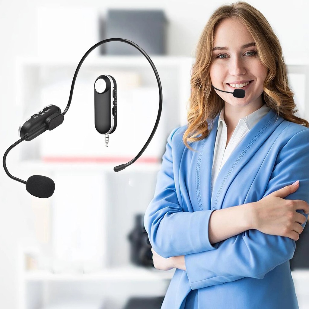 UHF Wireless Headset Microphone with 3.5mm Audio plug &6.35mm Audio ...