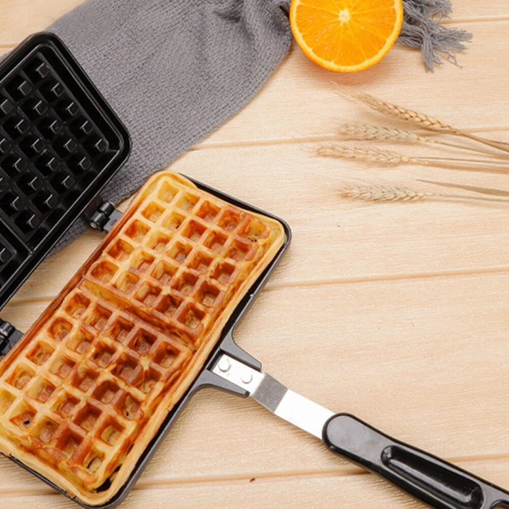 Rectangle Camping Waffle Maker Pan Non-Stick Belgian Waffle Maker Stove ...