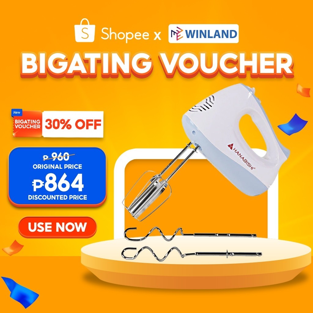 Hanabishi by Winland Hand Mixer HHM51 Best for Baking 5speed Beater, Dough Hooks Turbo