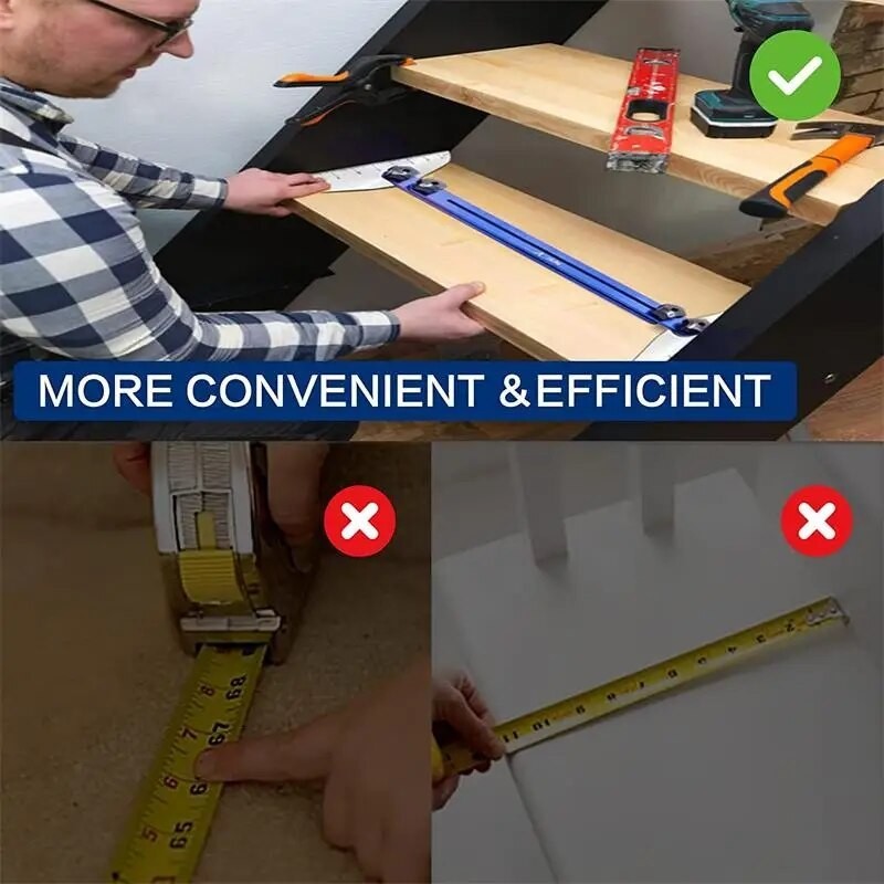 10D Stair Tread Gauge Shelf Layout Tool Adjustable Stair Measuring