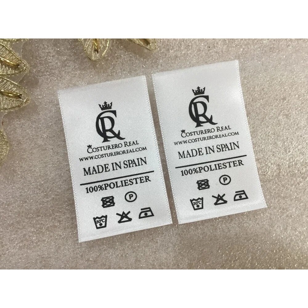 28X Customized design polyester satin garment labels /clothing label ...