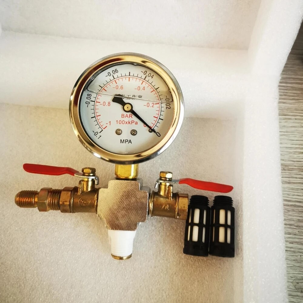 55C 1/4 Gauge Set with Valve for Vacuum Degassing Chamber Lid 1/2 or 3/