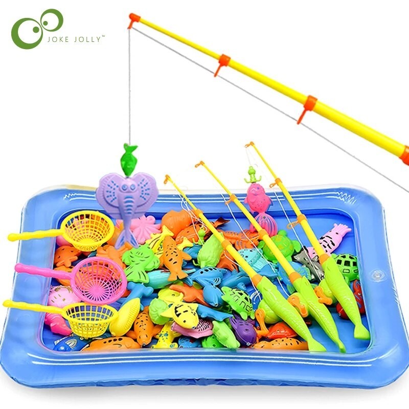 67i 56pcs 자석 낚시 놀이 장난감 Kids Magnetic Fishing Toys Set with Inflatable ...