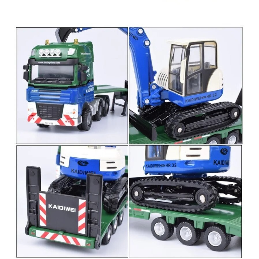 42c Alloy 1:50 Container transporter with excavator model,transport ...