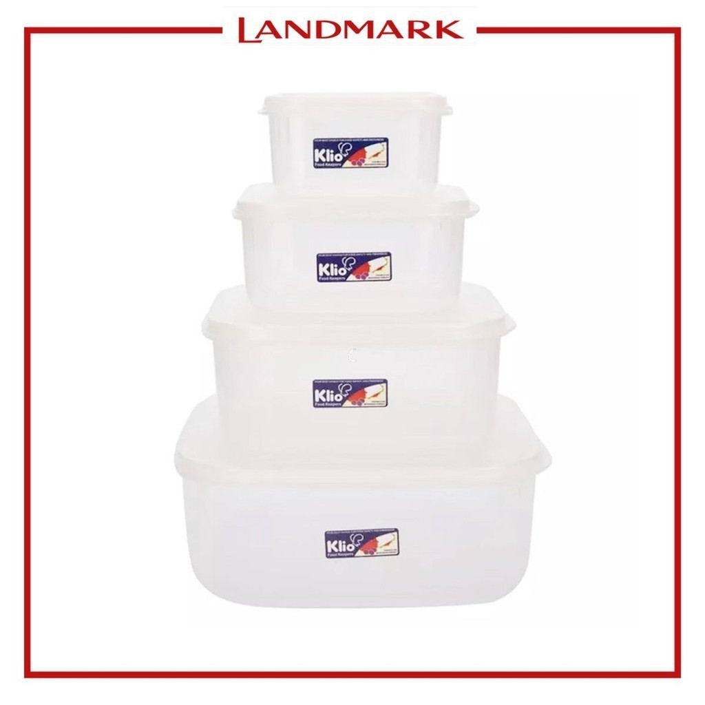 Klio 4pc Stackable Square Series Set Food Keeper - White 24x10x24 cm ...