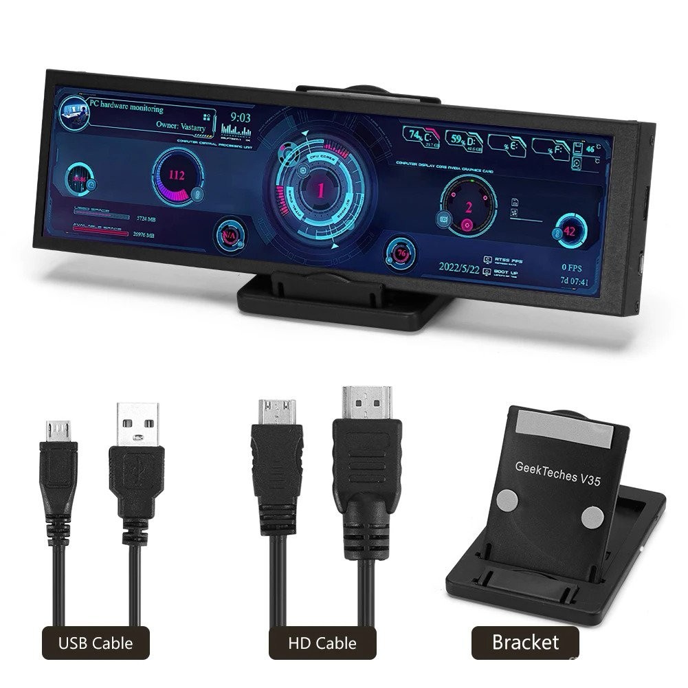8.8 Inch Long Strip Sub Display with Bracket 480X1920 Temperature ...