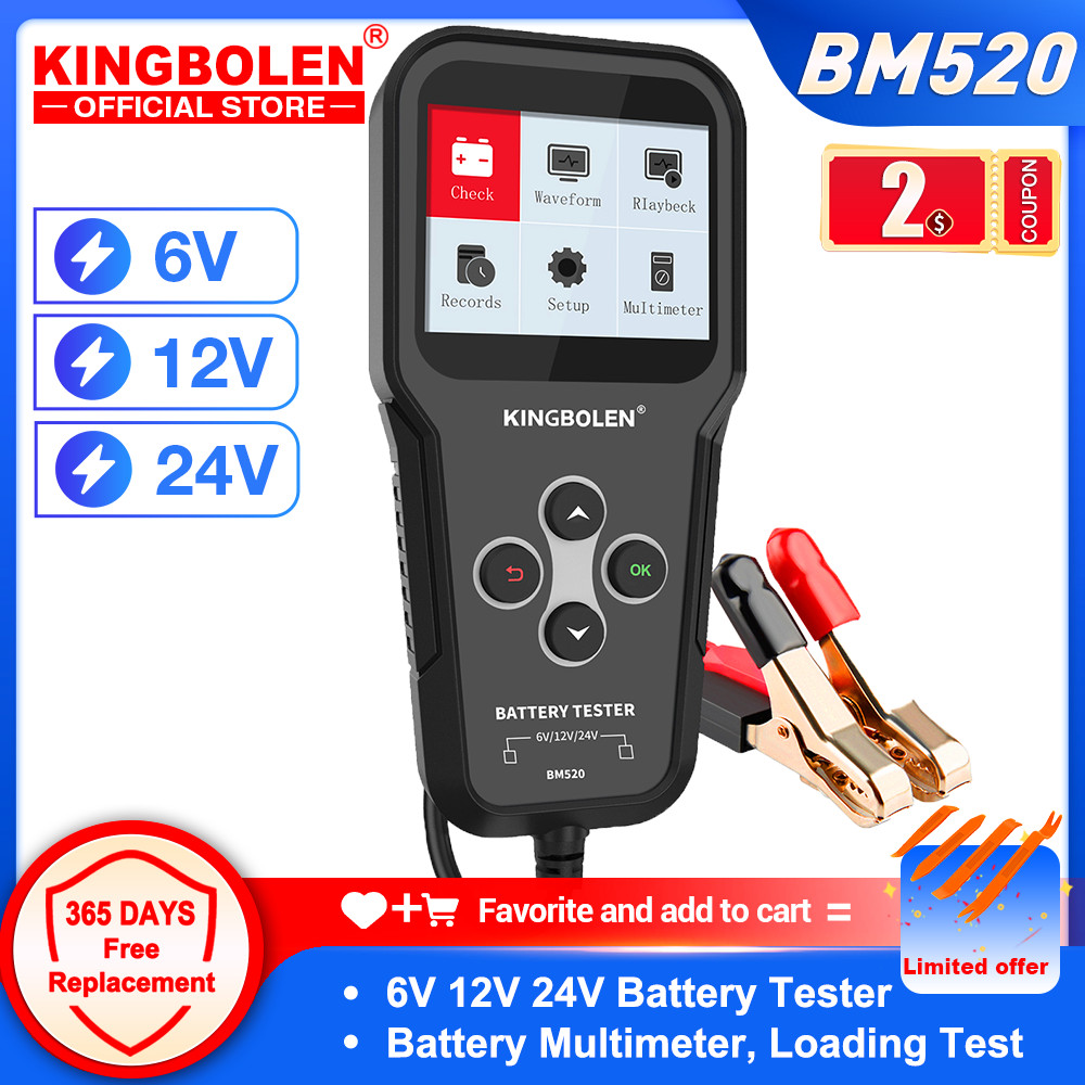 KINGBOLEN BM520 6V 12V 24V Car Battery Tester Truck Battery System Test ...