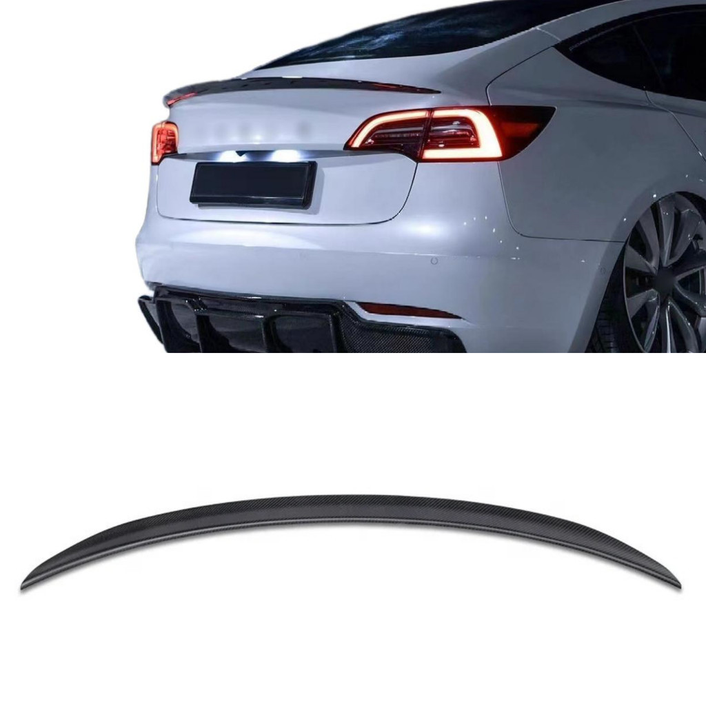 Real Carbon Fiber Rear Spoiler Trunk Wing P Style for Tesla Model 3 ...