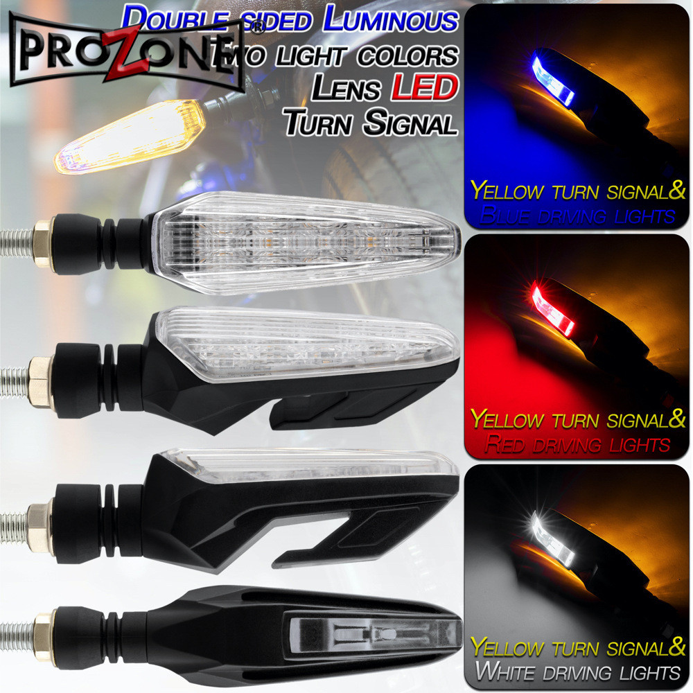 ☄Universal Amber Motorcycle Turn Signal Led Blinker Light&Blue Daytime ...