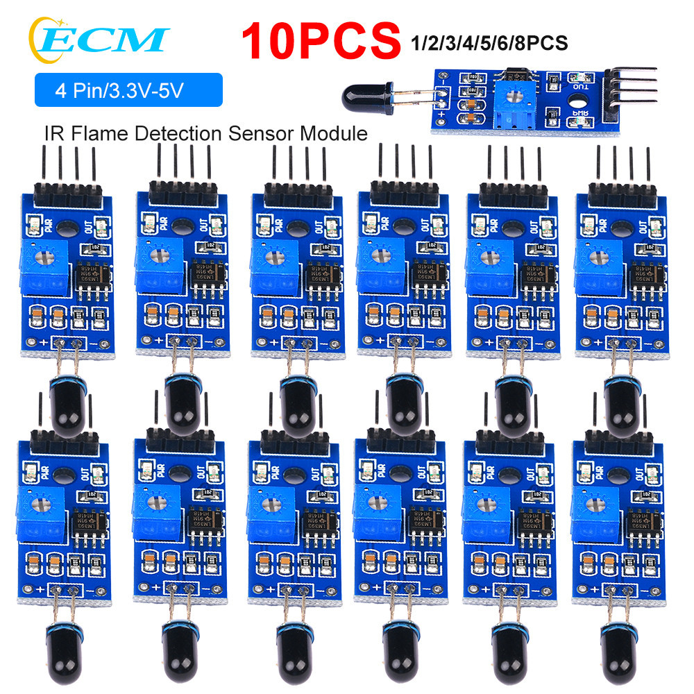 1-10pcs 4Pin IR Flame Detection Sensor Module 3.3V-5V Fire Detector ...