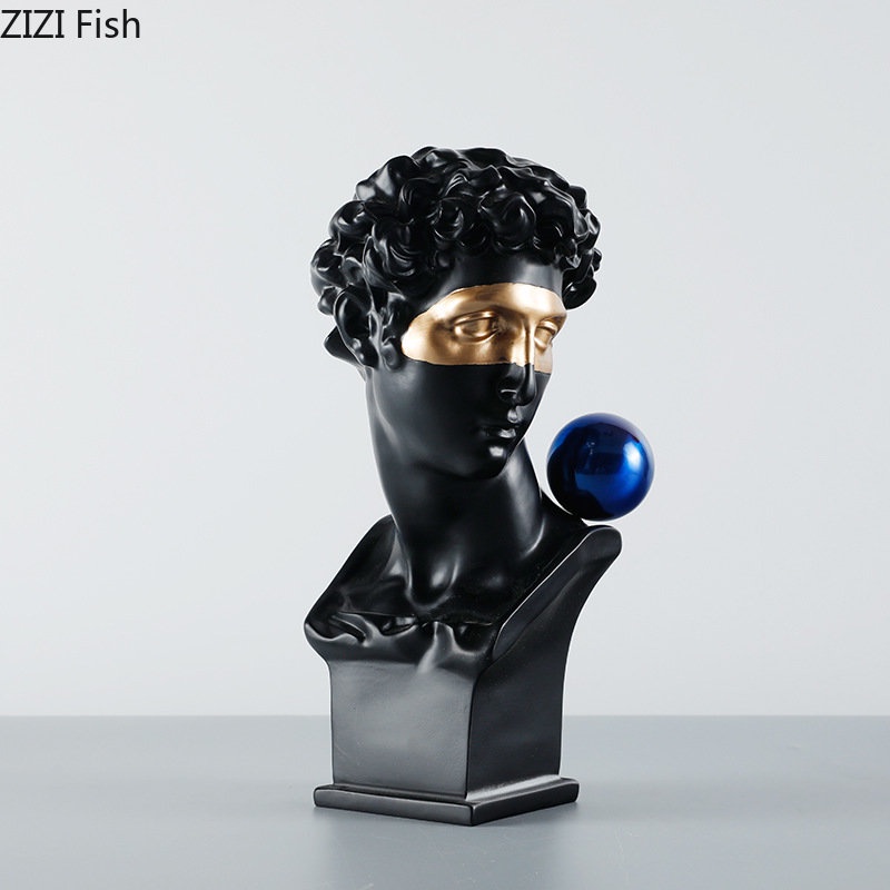 Golden Mask David Characters Resin Statue Desk Decoration Crafts David ...