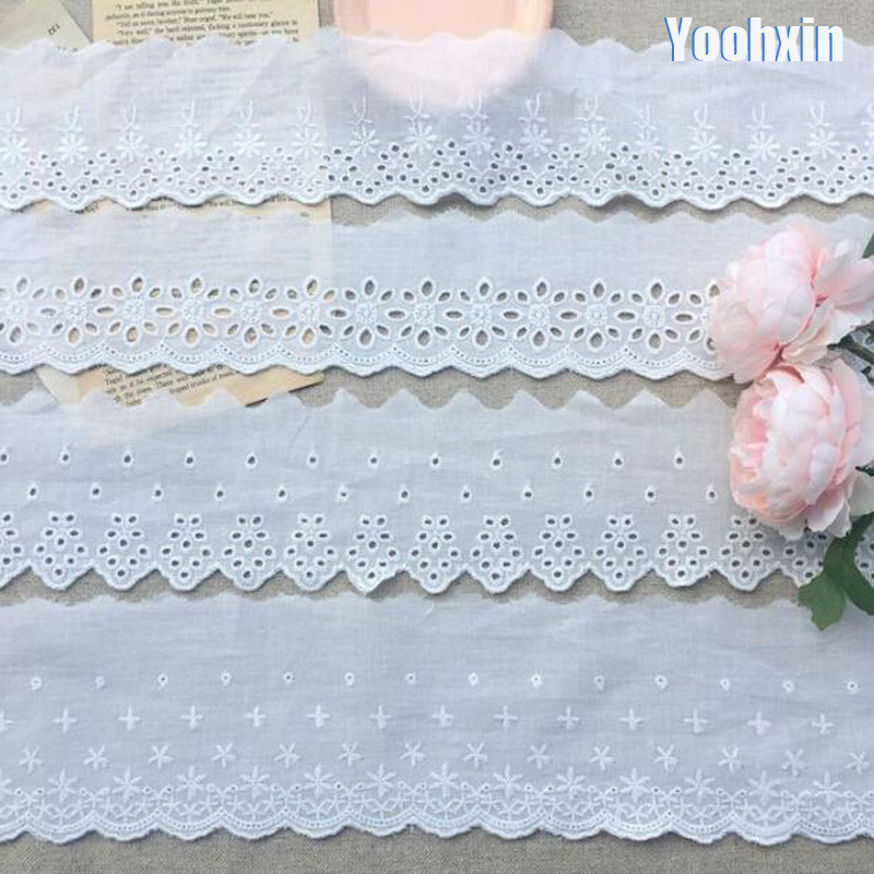 ☄HOT Cotton Embroidered White Flower Lace Fabric Dubai Wide Sewing DIY ...