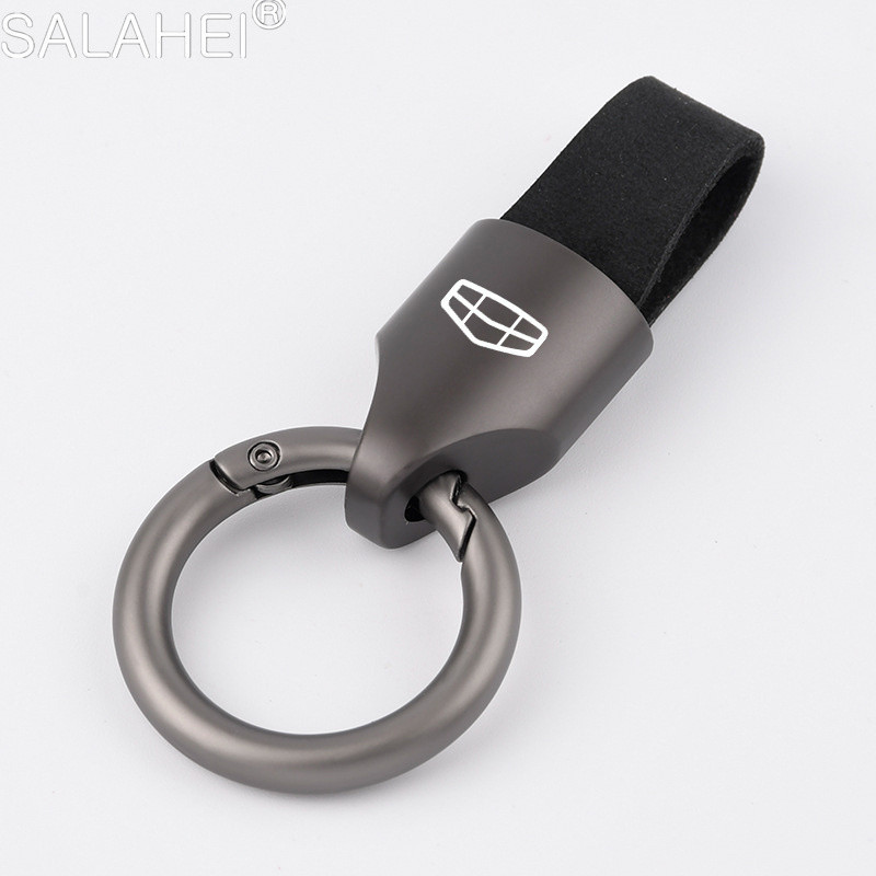 Fashion Car Leather Keychains Metal Key Chains Rings for Geely Imperial ...
