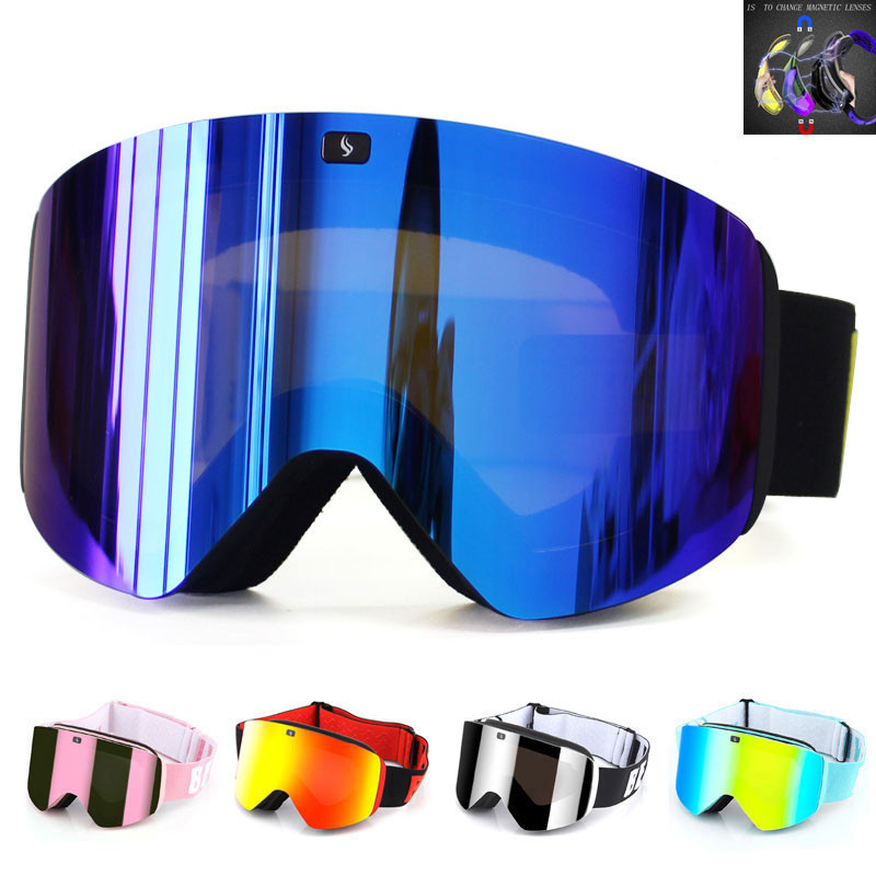 ~New UV400 Double Layer Magnetic Ski Goggles Polarized Lens Skiing Anti ...