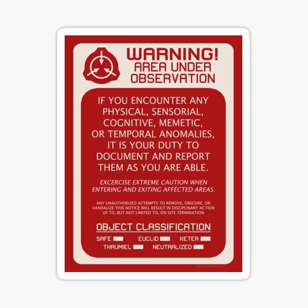 Scp Foundation Red Warning Signage Red 5PCS Car Stickers for Living ...