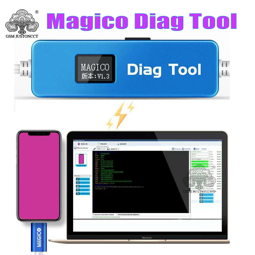 ♥Magico Diag Tool DFU Purple BOX Automatic Purple Mode DCSD Cable to ...