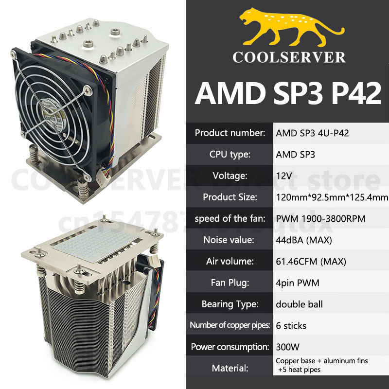 COOLSERVER P42 6 heatpipe CPU cooler Fan cooling 4pin Quiet fan PWM ...