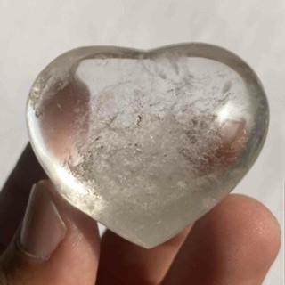 ☁2pc natural white crystal like quartz transparent crystal heart ...