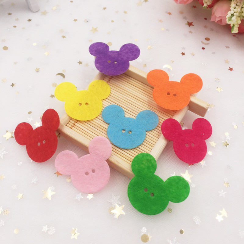 50Pcs Colorful Felt Fabric Mouse Head Sewing Patches 2 Hole Applique ...