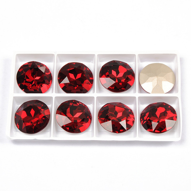 YANRUO 1201 27mm Siam Round Sewing Crystal Stone Point Back Red ...