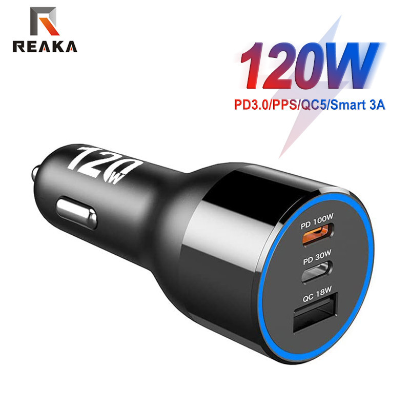 ♚120W USB C MacBook Car Charger, 3Port PD 100W&30W PPS 45W QC3.0 18W