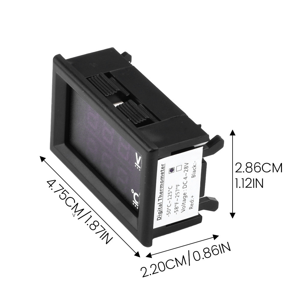 -DC 4-28V Digital Voltmeter Thermometer 0.56 Inch Temperature Sensor ...
