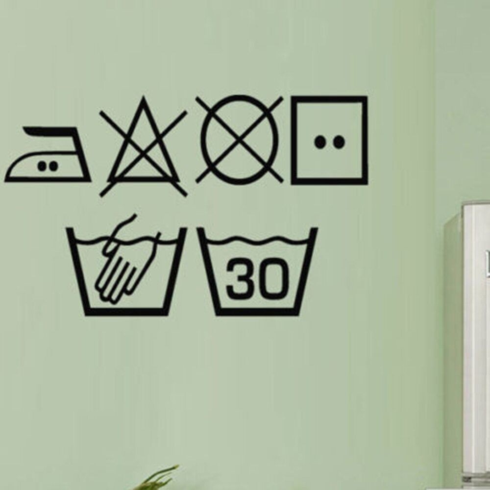Laundry Symbols Wall Window Sticker Washing Kitchen Utility Wall Decal ...
