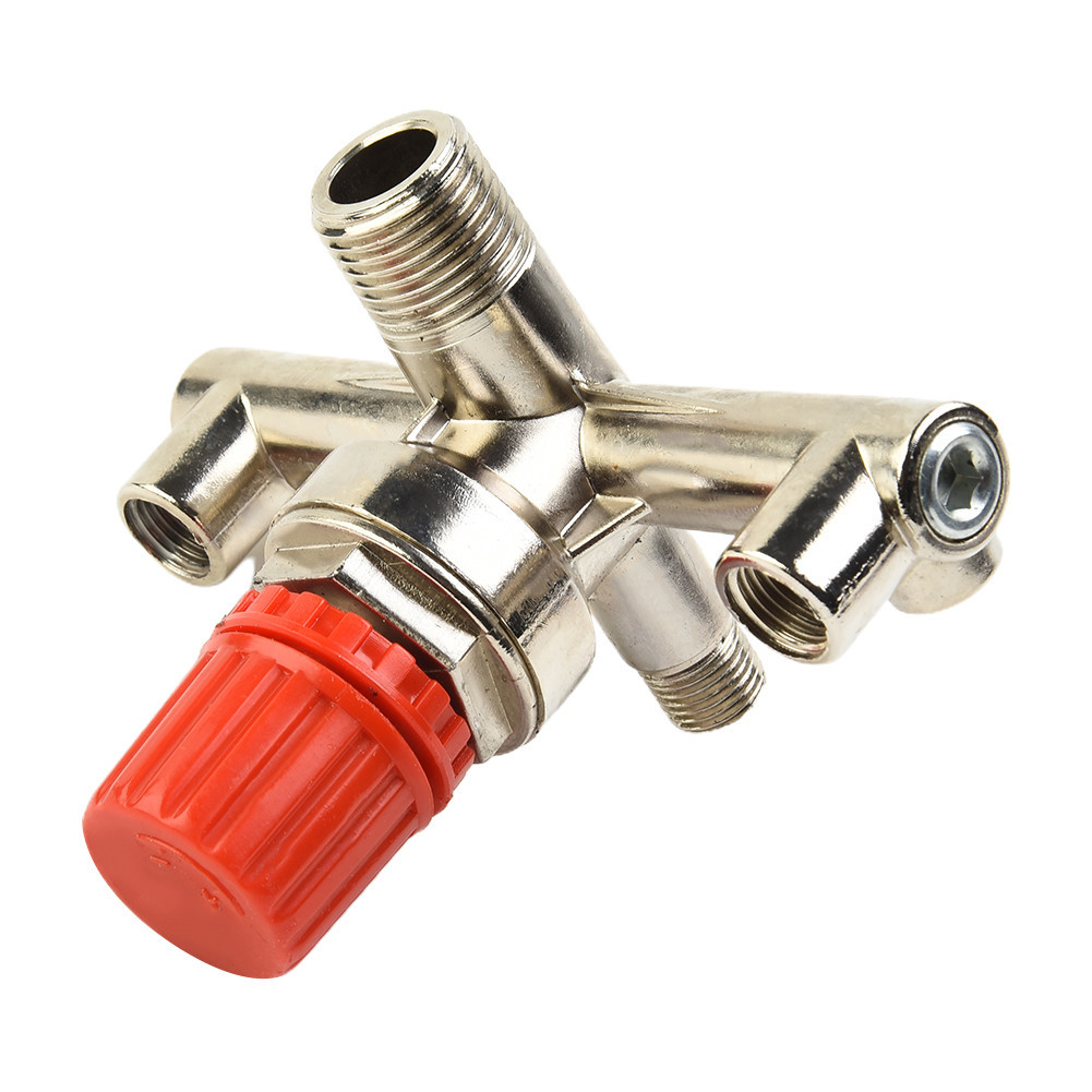 Uxcell Air Compressor Double Outlet Pressure Regulator Valve – Metal & Plastic – Red/Silver/Gold – 165.4 X 74 X 68mm
