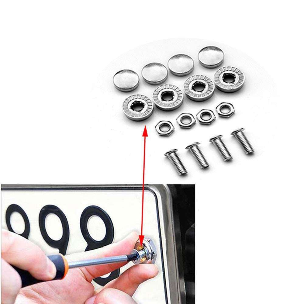 4Pcs/Set Chrome Antitheft Screws Car License Plate Bolts Frame Screw for peugeot 207 lexus vw