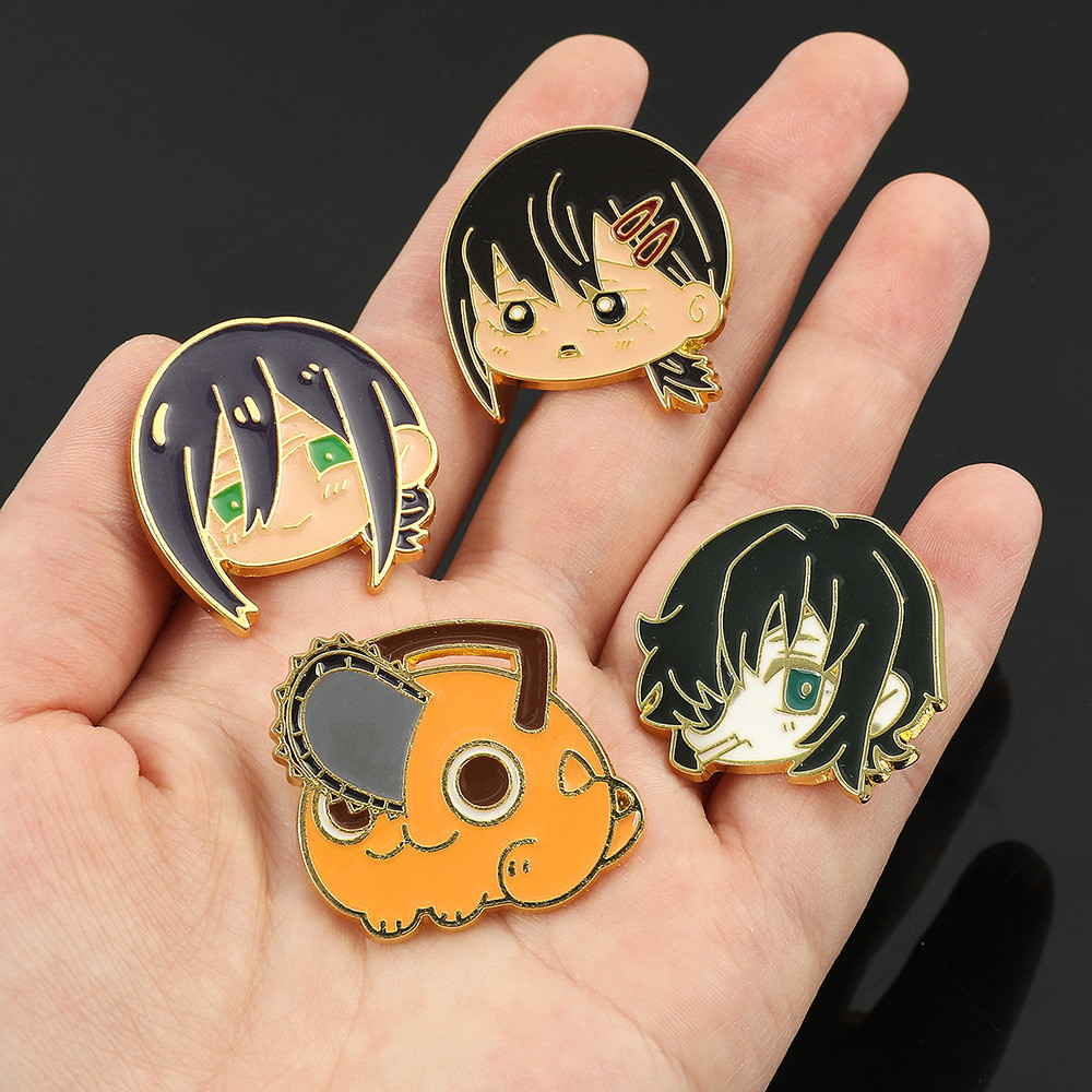 Anime Chainsaw Man Enamel Pin Cartoon Kawaii Character Pochita Higashiyama Kobeni Brooches Metal 5874