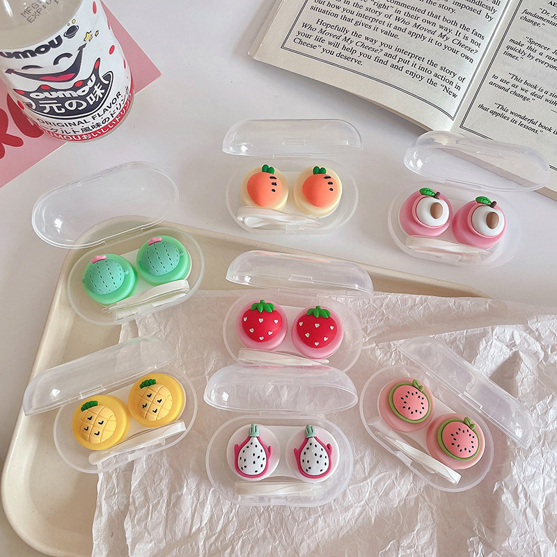 ☬Women Color Contact Lenses Case Cute Strawberry Carrot Watermelon ...