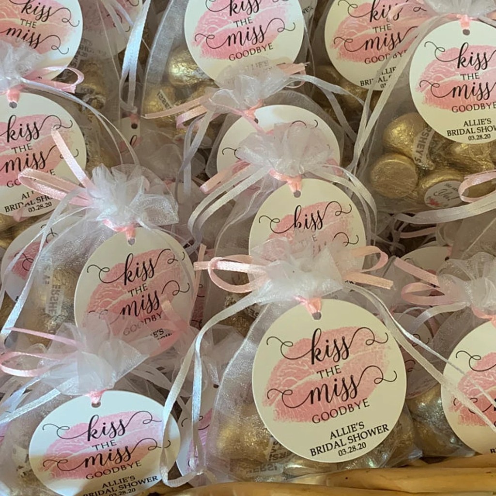 ☾20PCS Kiss The Miss Goodbye Bridal Shower Favor Tag, Bachelorette ...