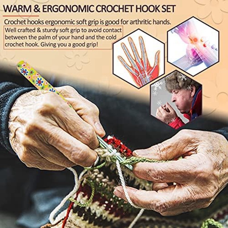 8-Size Crochet Hooks Set - 1.0mm To 2.75mm Colorful Ergonomic Hooks For Beginners