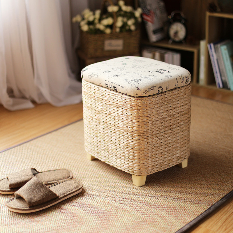 Storage Stool Rattan Wicker Ottoman Basket Shoe Cabinet Sofa Stool mall ...