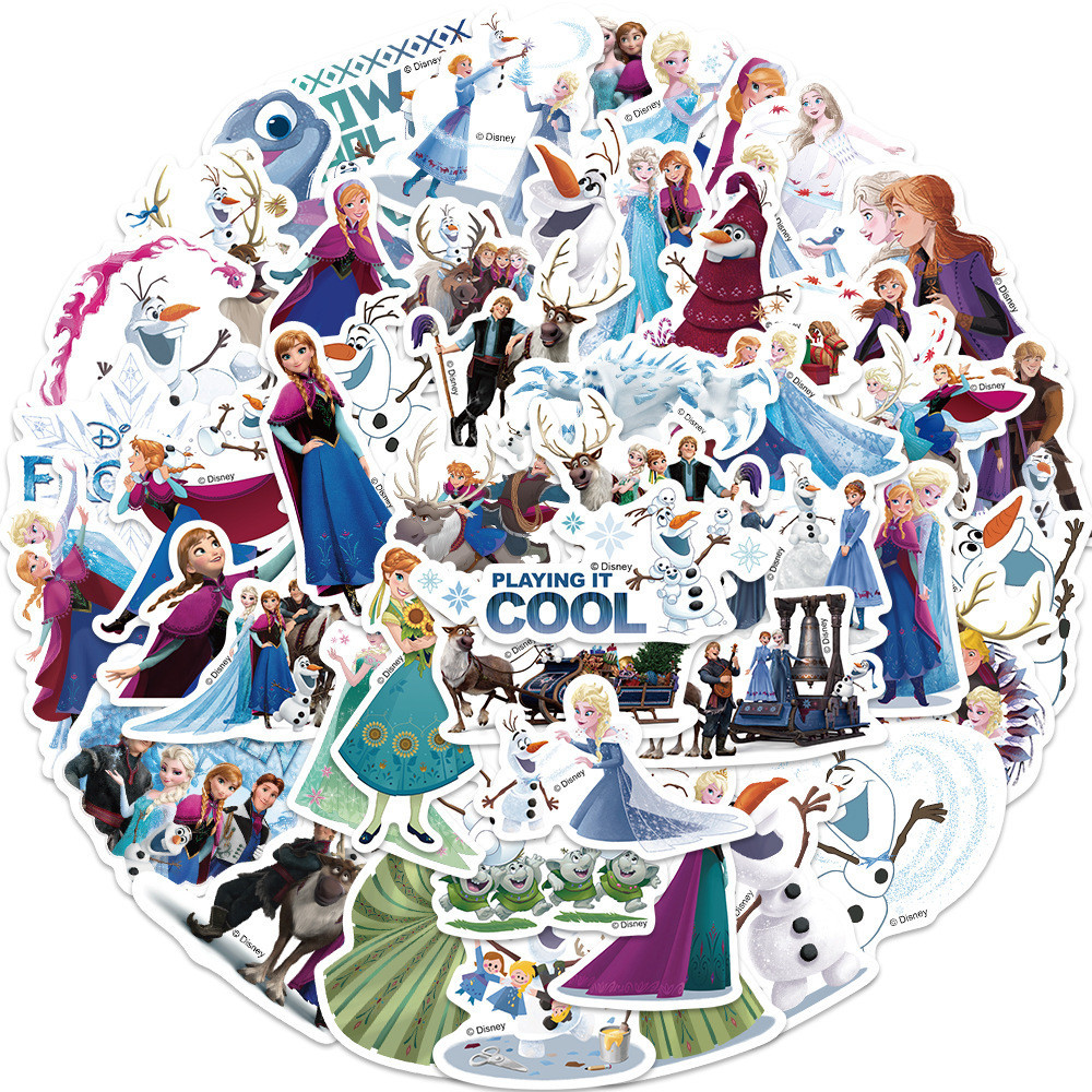 50PCS Disney Frozen Anna Elsa Movie Stickers Anime Decal Skateboard ...