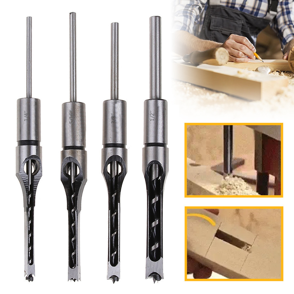 1 Pcs Square Hole Mortise Chisel Drill Bit 1/4in 5/16in 7/16in 1/2in