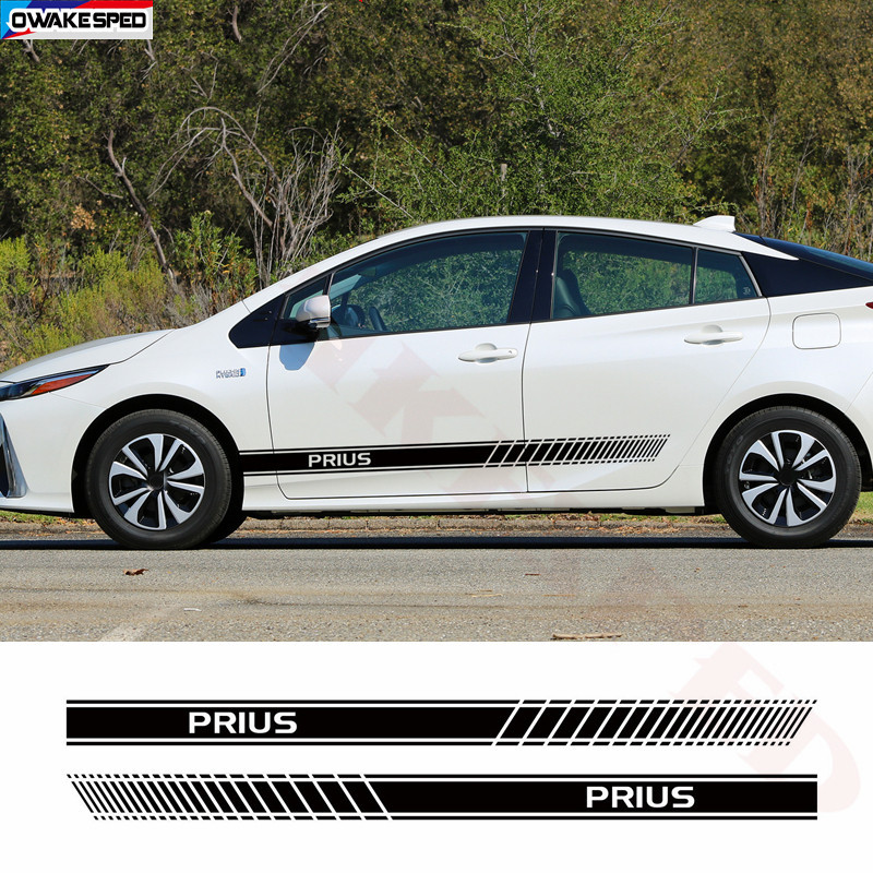 2pcs Car Door Side Skirt Sticker For-Toyota Prius C TRD JDM Auto Body ...