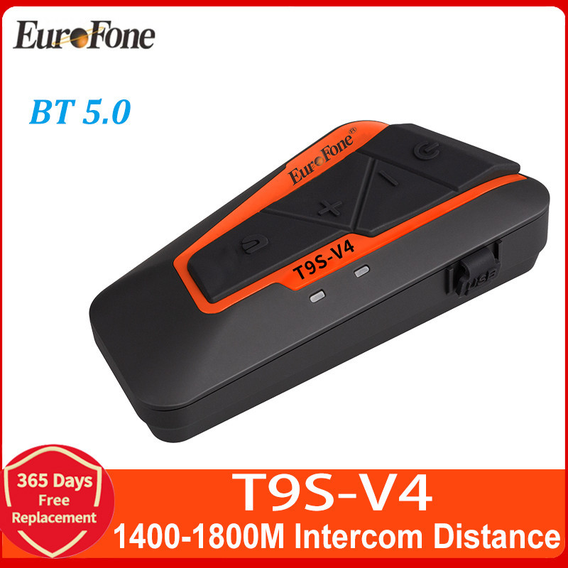 ⊹EuroFone T9S-V4 Motorcycle Helmet Headset Bluetooth Intercom Walkie ...