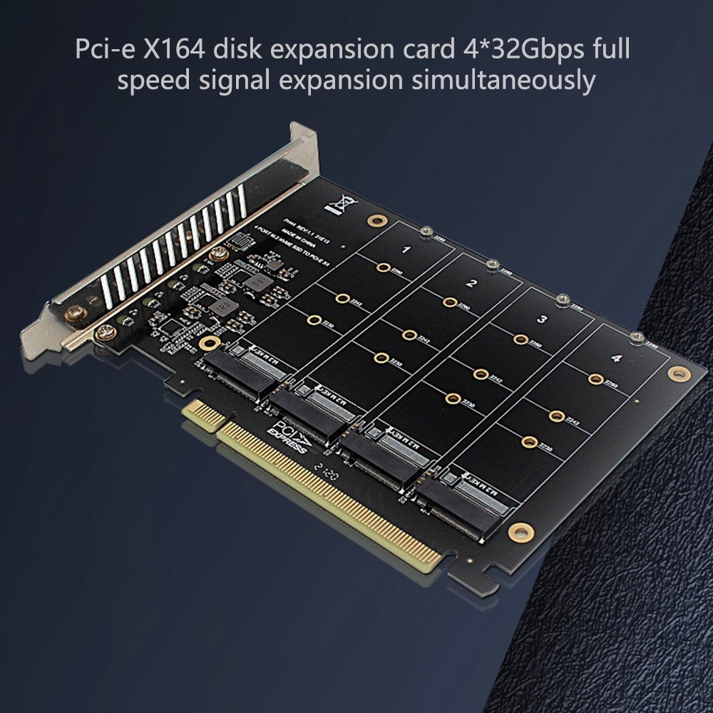 ♠4-Disk NVME RAID PCI-E X16 Dapter Card Array Expansion Card Support M ...