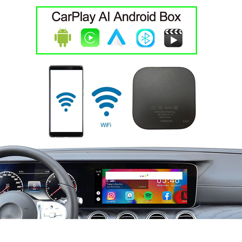 ★Square Mini TV BOX for Cars with Original CarPlay USB Added-on Android ...