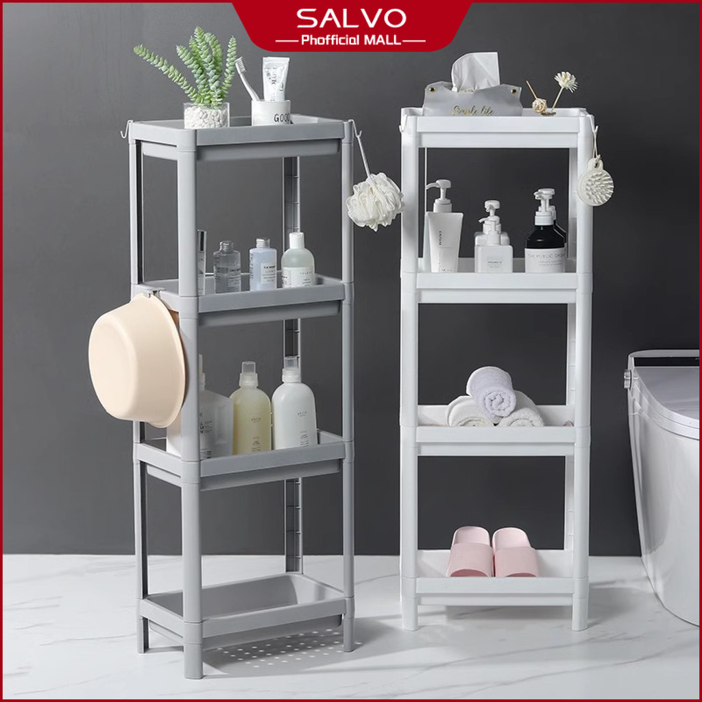 SALVO 3/4 Layer Rolling Trolley Bath Rack Bathroom Shelves Kitchen ...