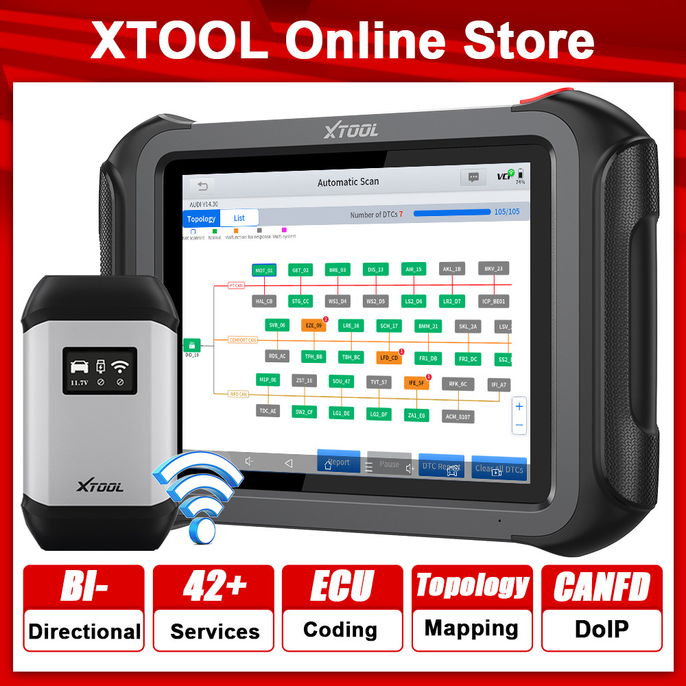 ♀XTOOL D9S Car Diagnostic Tool with CANFD DoIP Topology Mapping Bi ...