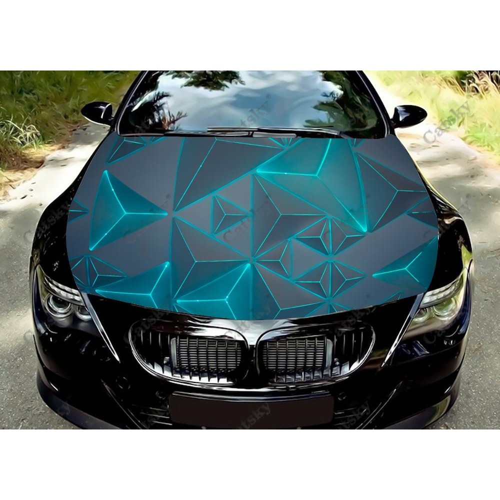 Abstract blue geometric figures Car hood vinyl sticker wrap packaging ...