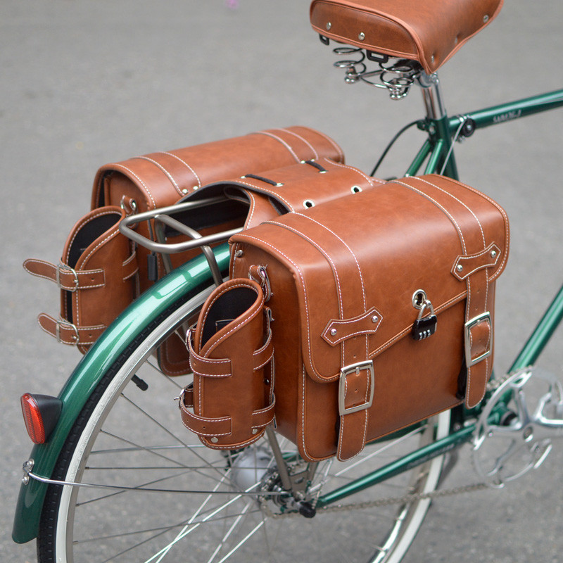 Retro Bicycle Leather Rear Rack Bag Motorcycle Pannier Bag Side Bag ...