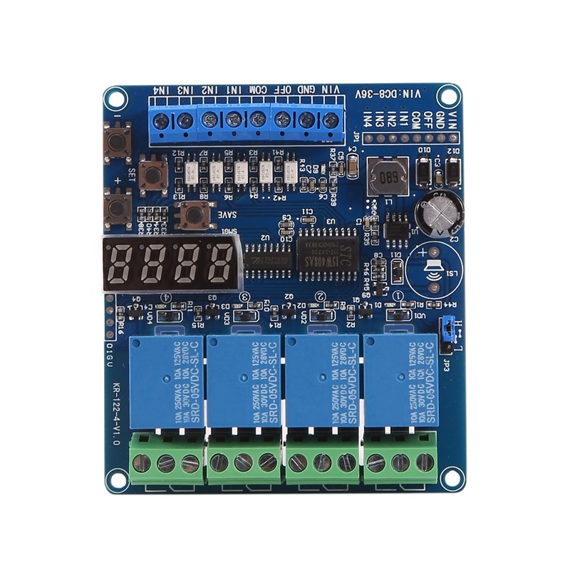 ~DC 8V-36V 4 Channel LED Display Multifunction Relay Module Self ...