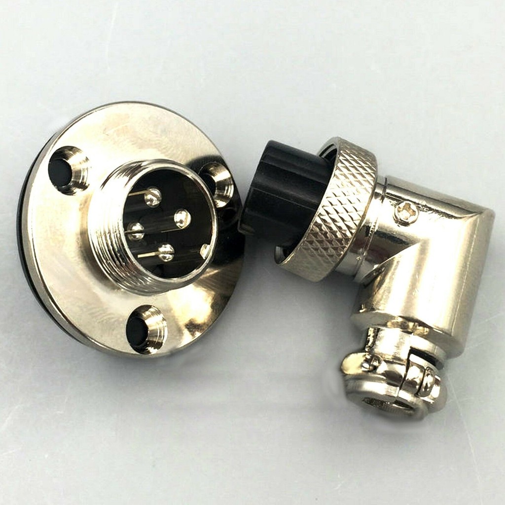 1 Pair GX16 Elbow Waterproof Aviation Connector Plug & Flange Socket 4 ...